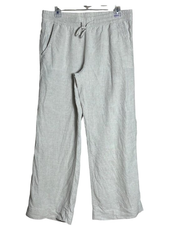LL Bean Pants - LL Bean Linen Pants Wide Leg Pull On Beach Coastal Beige Palazzo Casual Women 10